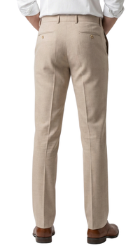 JAX MENS TAN 2 BUTTON NOTCH LAPEL PICK STITCHING 3 PC SLIM FIT SUIT