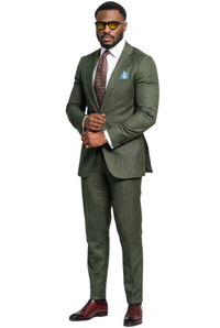 Ferrecci Harwin Mens Hunter Green Textured Tweed Suit.