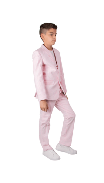 Ferrecci Boys Seersucker 2pc Suit Set Pink - Right Side