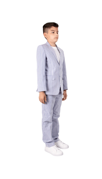 Ferrecci Boys Seersucker 2pc Suit Set Blue - Right