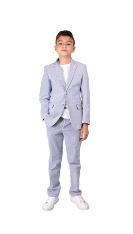 Ferrecci Boys Seersucker 2pc Suit Set Blue