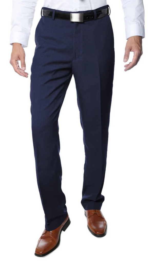 Premium Navy Regular Fit Suspender Ready Formal & Business Pants