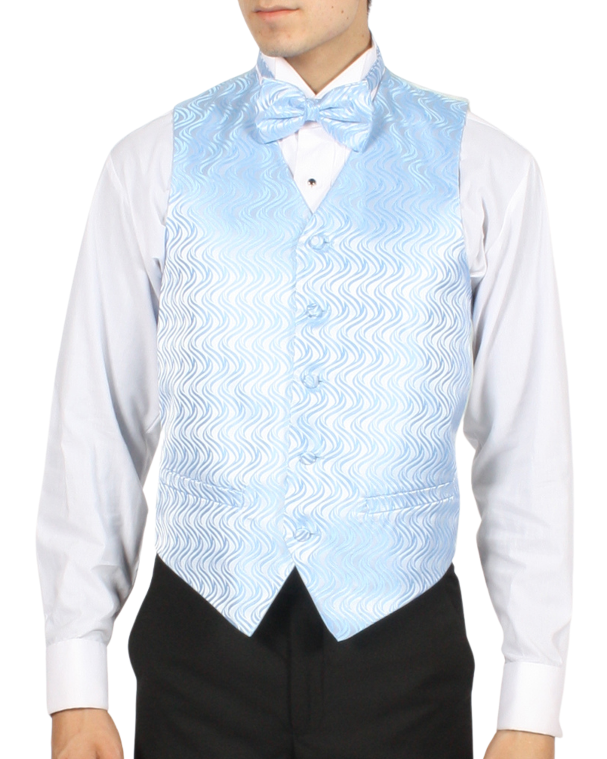 Ferrecci Mens PV150 - Sky Blue with White Back Adjustable Vest Set