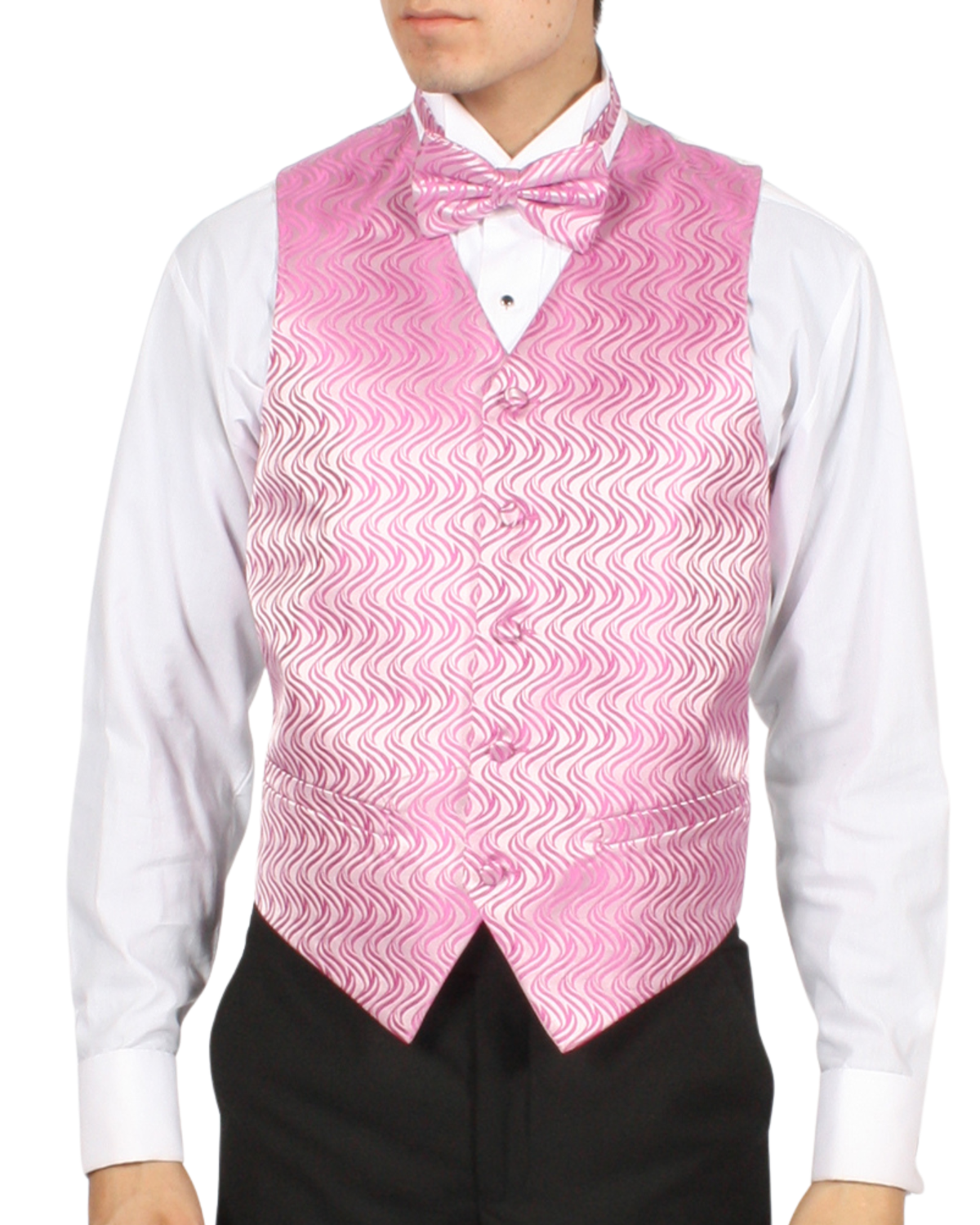 Ferrecci Mens PV150 - Pink with White Back Adjustable Vest Set