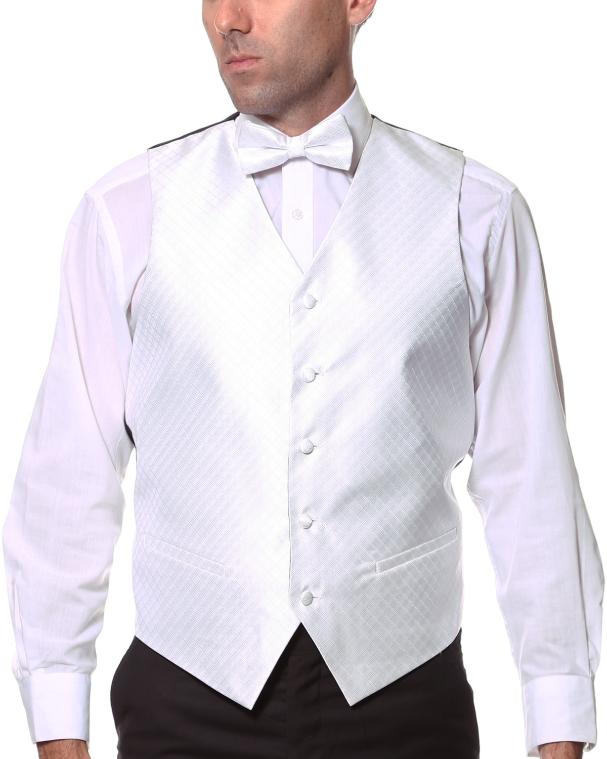 Ferrecci Mens PV300 - Beige with Black Back Adjustable Diamond Vest Set