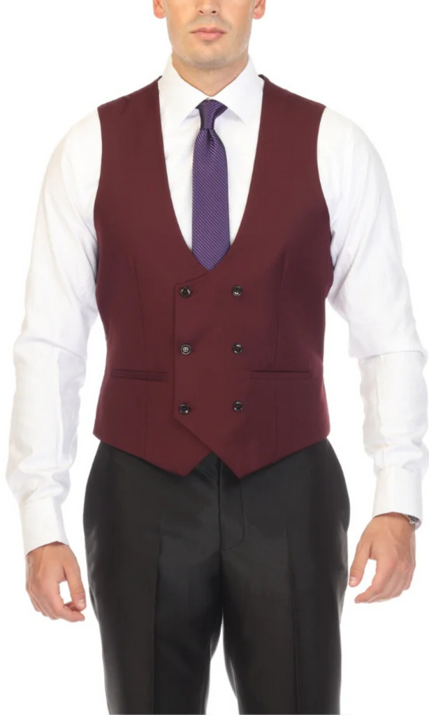 Cruz Mens Double Breasted Burgundy Vest