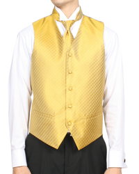 Ferrecci Mens PV300 - Gold with Black Back Adjustable Diamond Vest Set