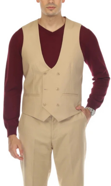 CRUZ MENS DOUBLE BREASTED TAN VEST