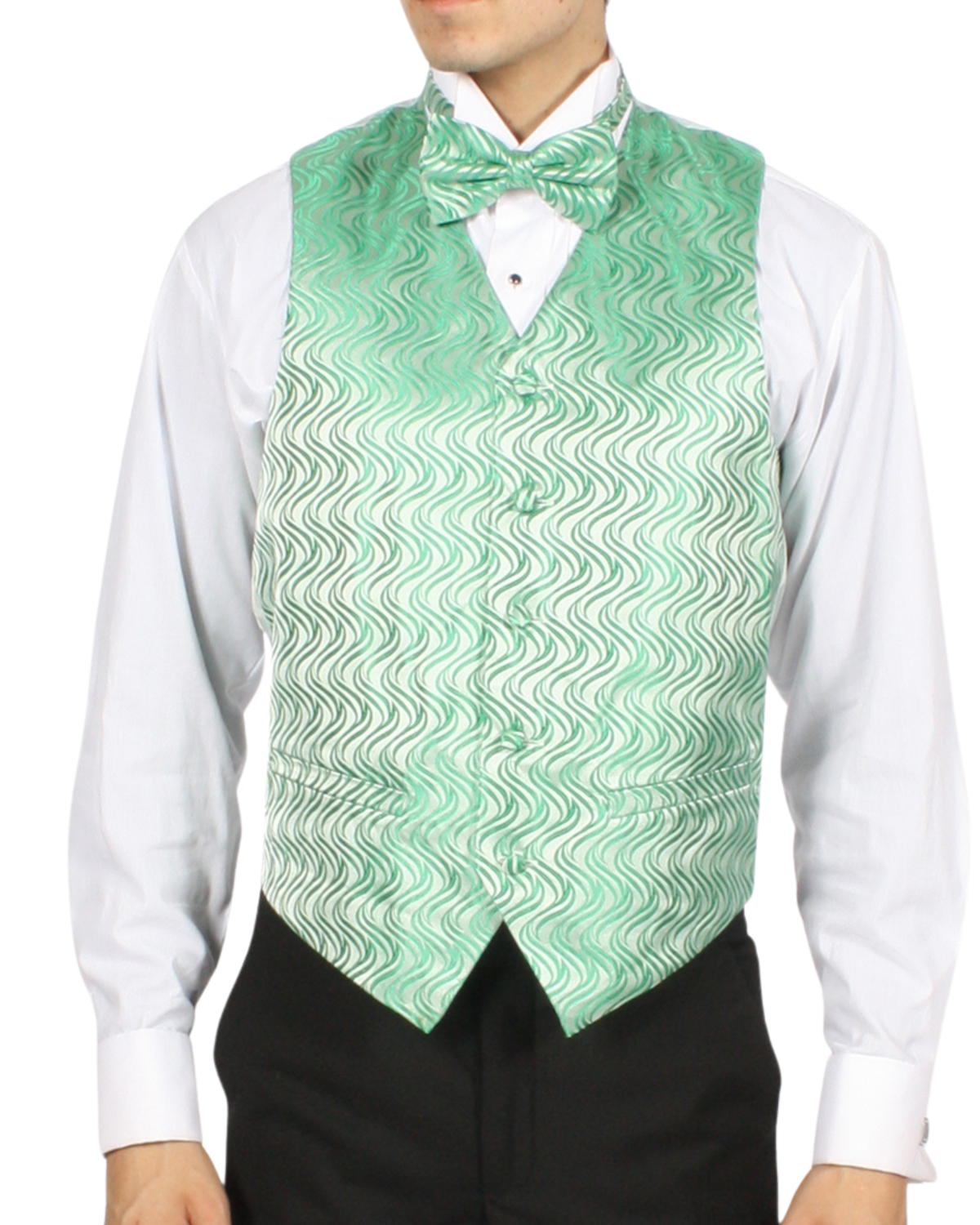 Ferrecci Mens PV150 - Emerald Green with Black Back Adjustable Vest Set