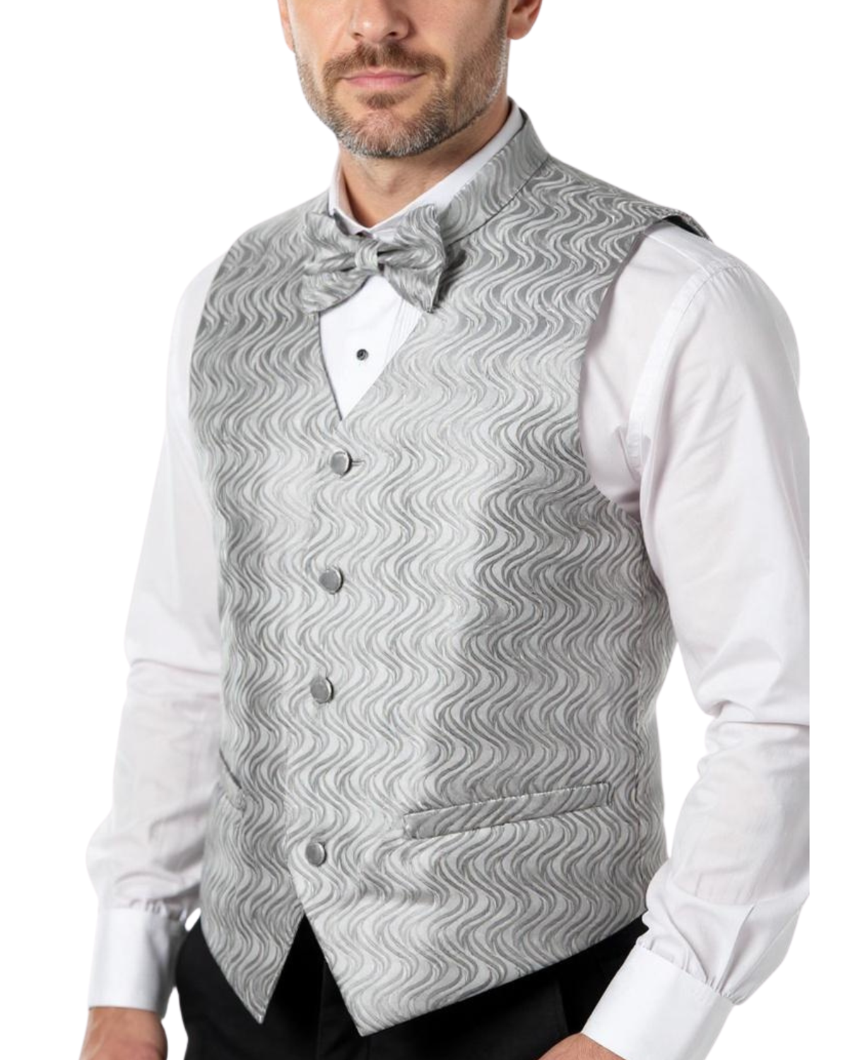 Ferrecci Mens PV150 - Gray with White Back Adjustable Vest Set