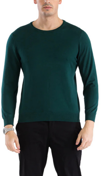 Sam Jacobi Mens Pullover Hunter Green Knitted Sweater Crewneck Stylish Knitwear Long Sleeve Casual Slim Fit