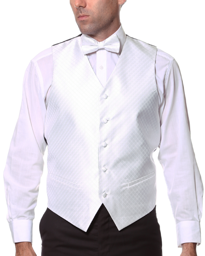 Ferrecci Mens PV300 - White with Black Back Adjustable Diamond Vest Set