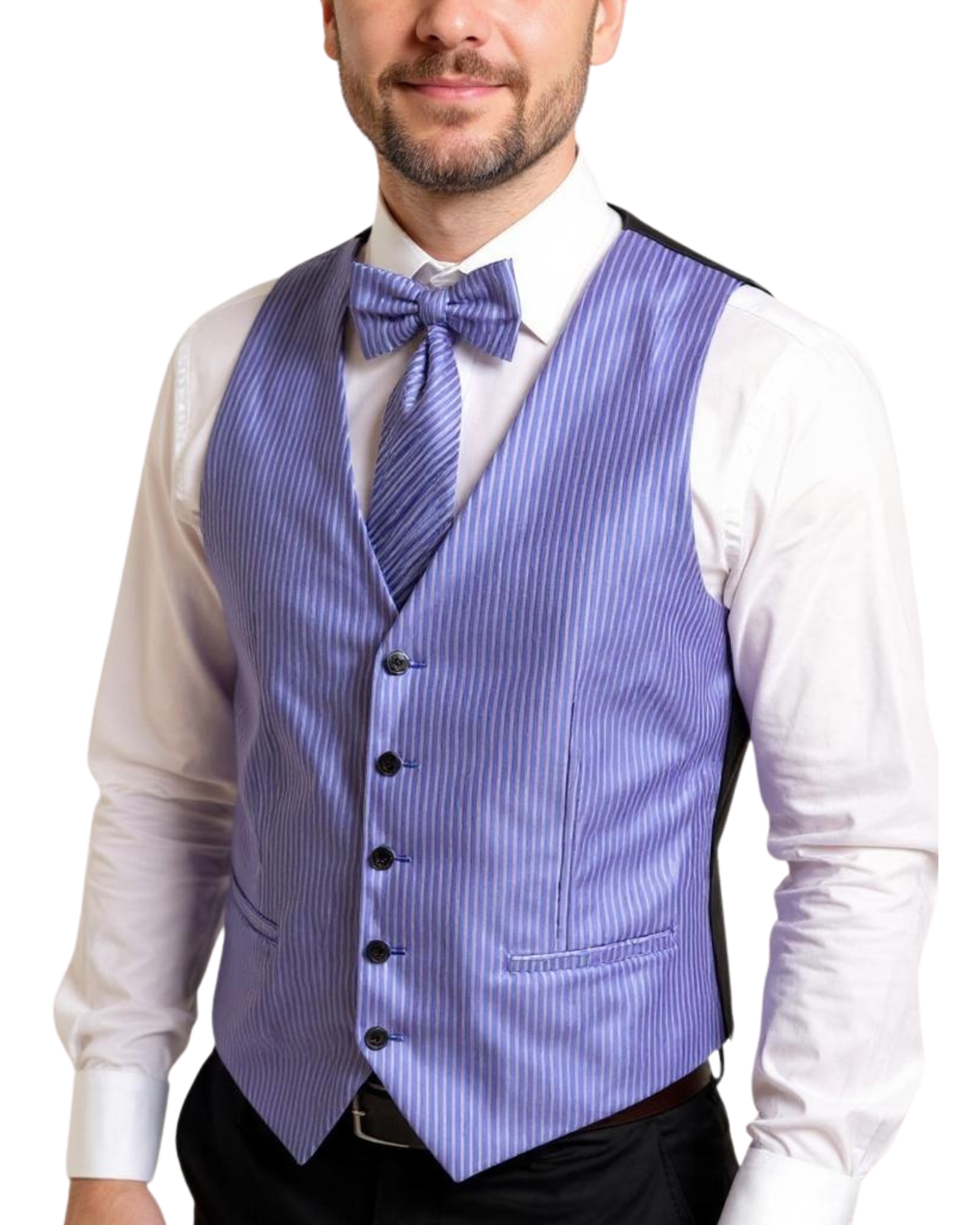 Ferrecci Mens PV400 - Lavender Stripped with White Back Adjustable Vest Set