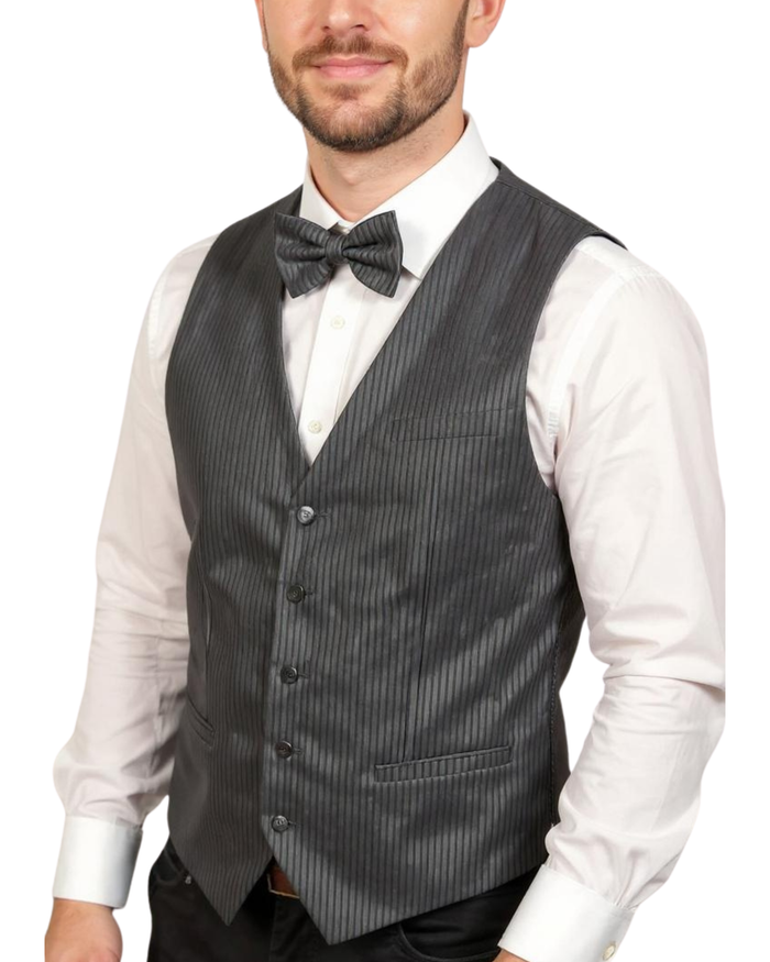 Ferrecci Mens PV400 - Black Stripped with Black Back Adjustable Vest Set