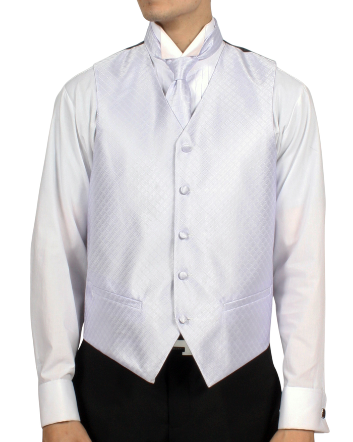 Ferrecci Mens PV300 - Platinum with Black Back Adjustable Diamond Vest Set