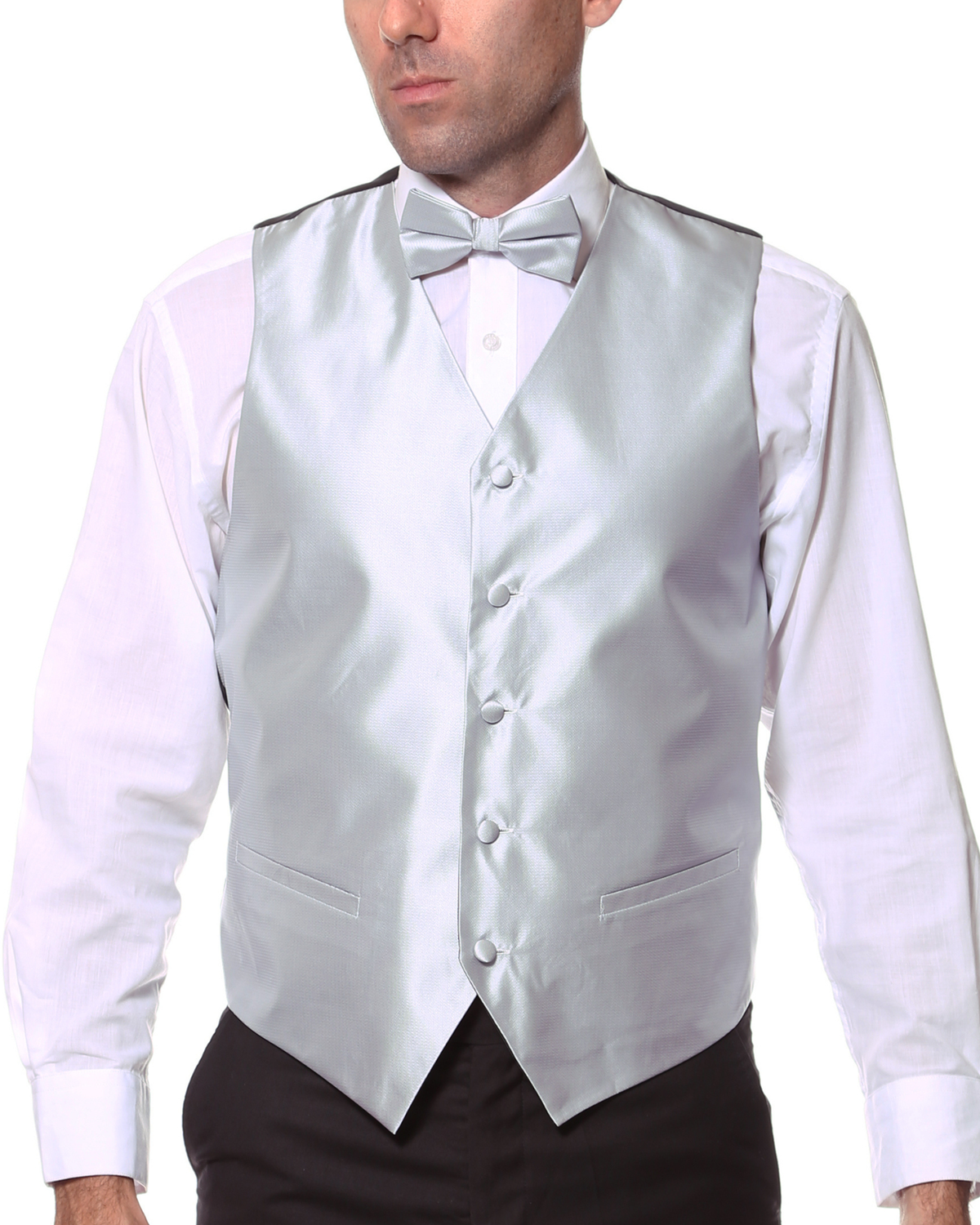 Ferrecci Mens PV450 - Grey with Black Back Adjustable Textured Vest Set