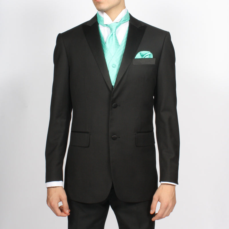 Ferrecci Mens PV300 - Light Turquoise with Black Back Adjustable Diamond Vest Set