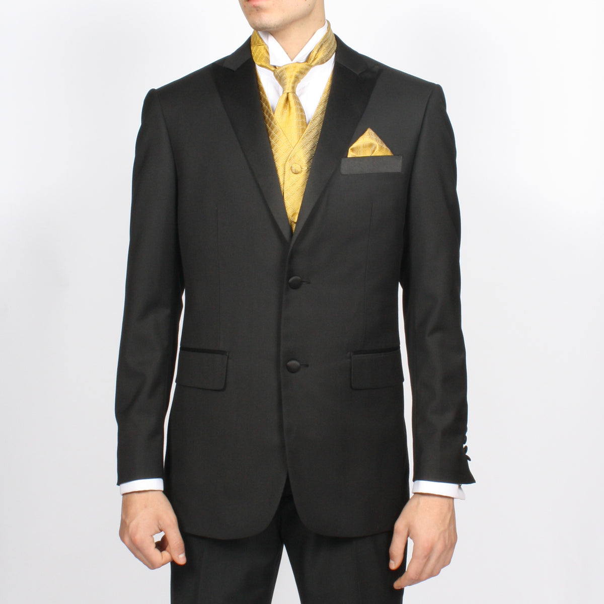Ferrecci Mens PV300 - Gold with Black Back Adjustable Diamond Vest Set