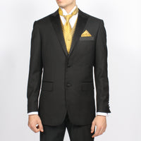 Ferrecci Mens PV300 - Gold with Black Back Adjustable Diamond Vest Set