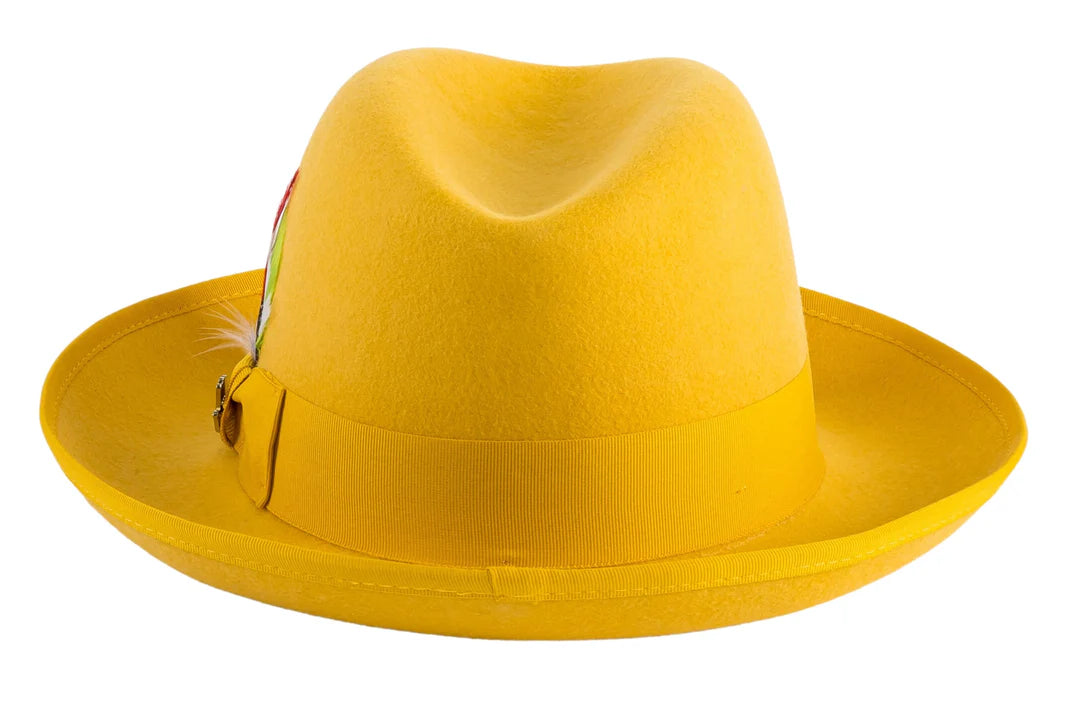 Ferrecci 100 % Wool Australian Fur Felt Gold Godfather Hat