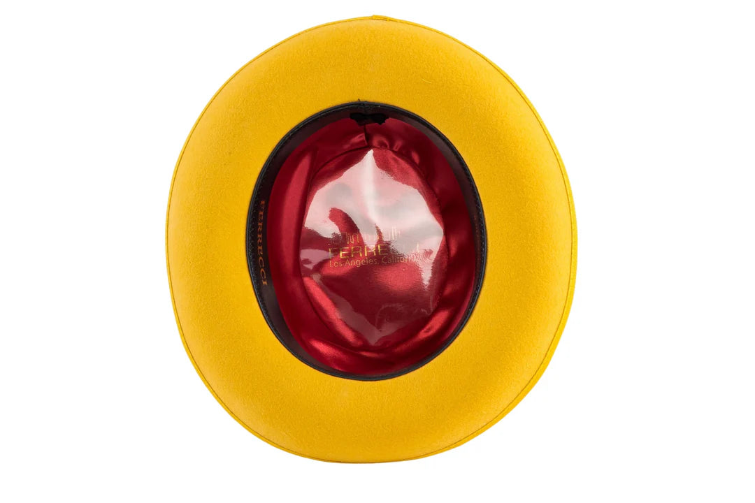 Ferrecci 100 % Wool Australian Fur Felt Gold Godfather Hat