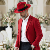 Crushable Red/Black 100% Australian Wool Fedora Hat