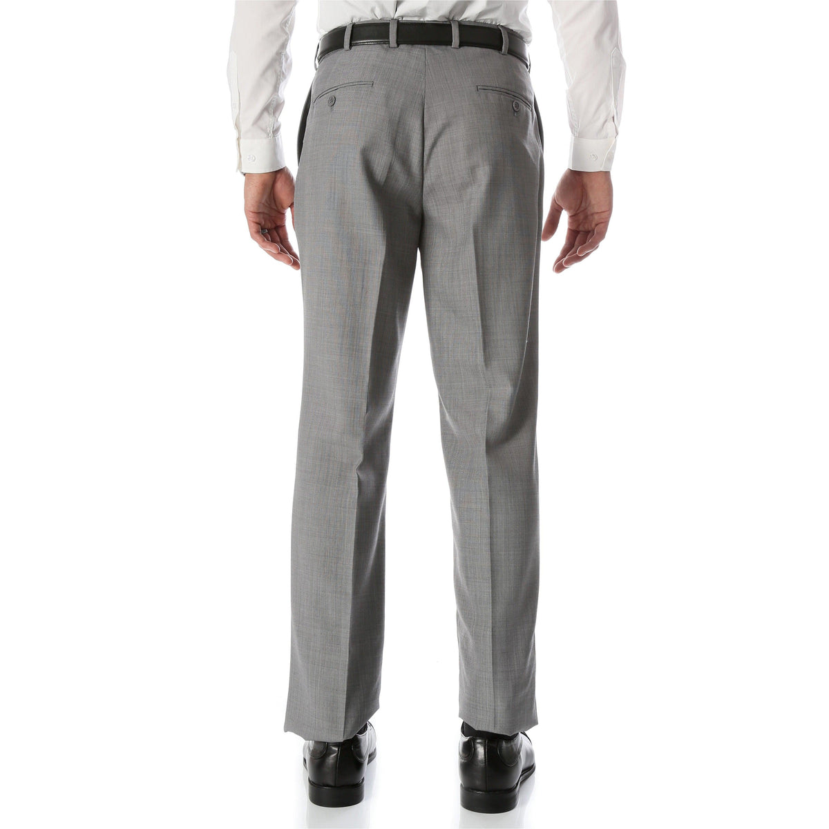 Ben Light Grey Wool Blend Modern Fit Traveler Pants - Ferrecci USA 