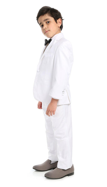 Boys KTUX Modern Fit Notch Lapel 3 Piece White Tuxedo Set - Ferrecci USA 