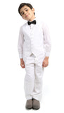 Boys KTUX Modern Fit Notch Lapel 3 Piece White Tuxedo Set - Ferrecci USA 