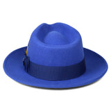 Crushable Royal Blue 100% Australian Wool Fedora Hat - Ferrecci USA 