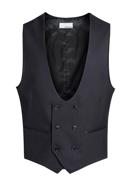 Cruz Mens Double Breasted Black Vest - Ferrecci USA 