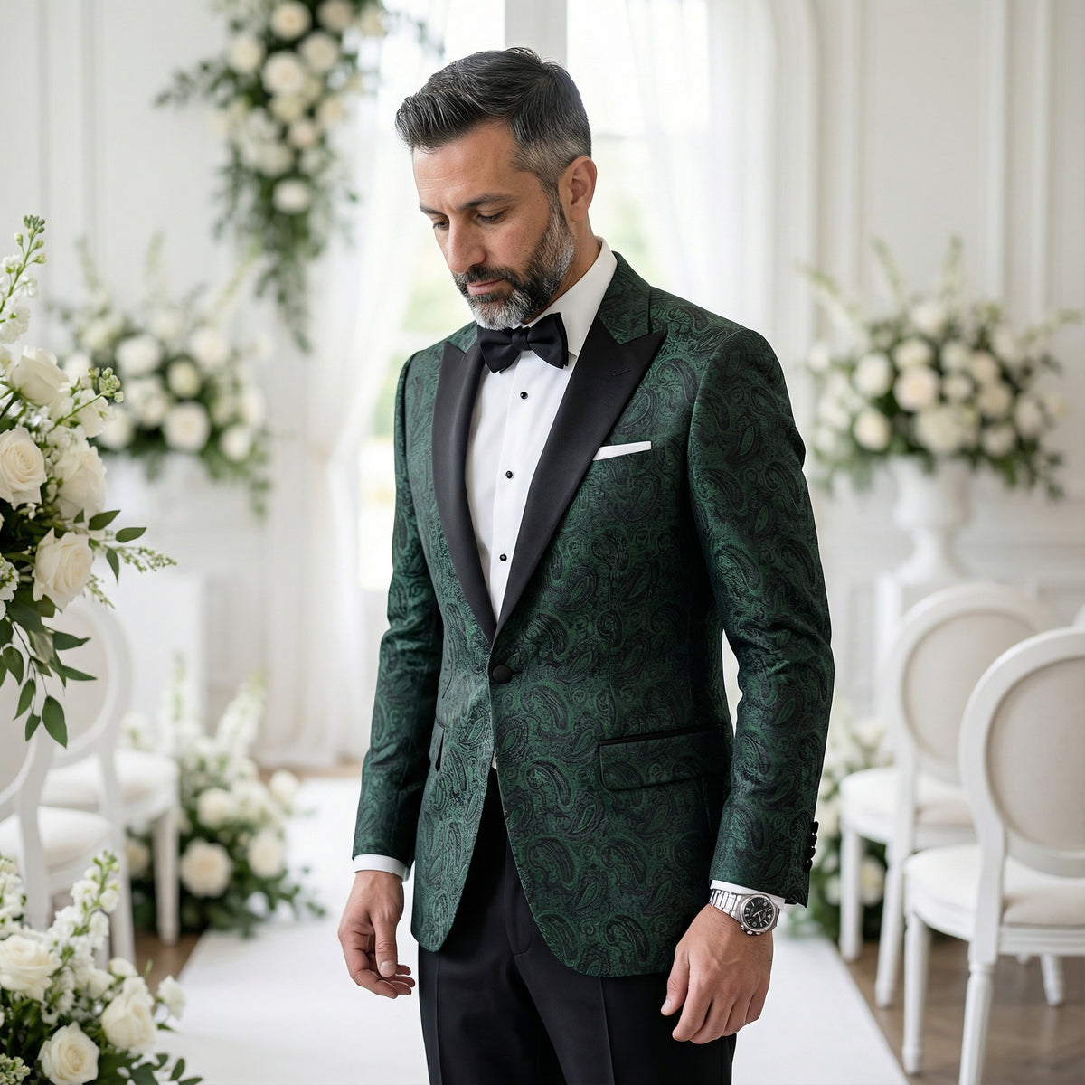 Ferrecci Nightcrest Paisley Blazer in Hunter Green