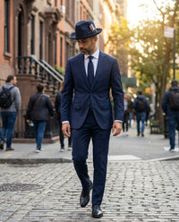 Ferrecci 100 % Wool Australian Firm Fur Felt Navy Godfather Hat