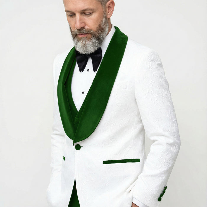 Men's Vested White Paisley Wedding & Prom Tuxedo