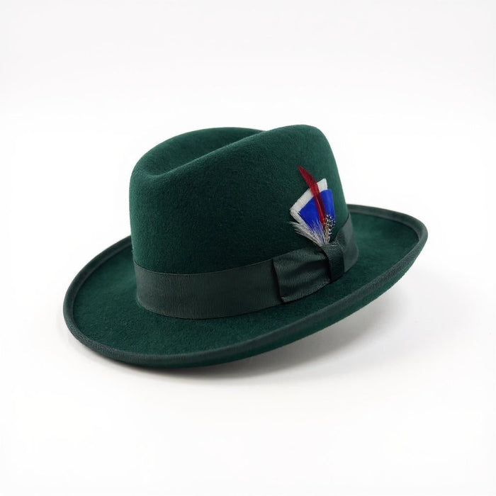 Ferrecci 100 % Wool Australian Firm Fur Felt Hunter Green Godfather Hat