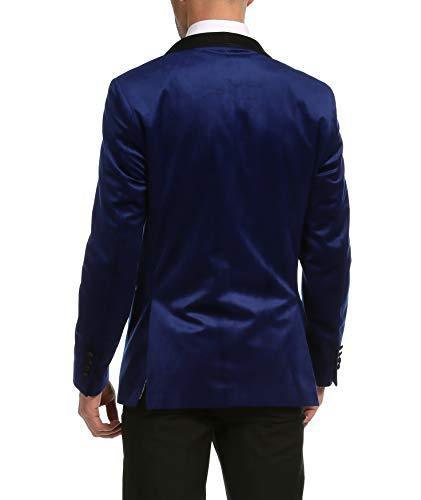 Enzo Indigo Velvet Slim Fit Shawl Lapel Tuxedo Men's Blazer – FHYINC