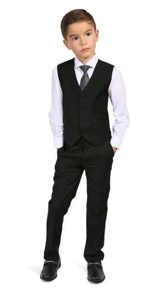 Ferrecci Boys Bronson Jr Black 5 Piece Notch Lapel Tuxedo Set - Ferrecci USA 