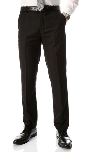 Ferrecci Men's Halo Black Slim Fit Flat-Front Dress Pants - Ferrecci USA 