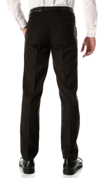 Ferrecci Men's Halo Black Slim Fit Flat-Front Dress Pants - Ferrecci USA 