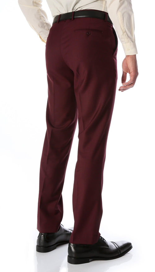 Ferrecci Men's Halo Slim Modern Fit Burgundy Flat-Front Dress Pants FHYINC Ferrecci Men's Halo Slim Modern Fit Burgundy Flat-Front Dress Pants FHYINC