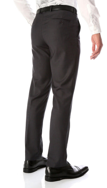 Ferrecci Men's Halo Charcoal Slim Fit Flat-Front Dress Pants - Ferrecci USA 