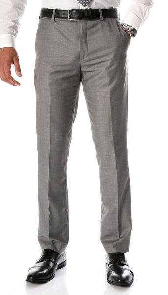 Ferrecci Men's Halo Grey Slim Fit Flat-Front Dress Pants - Ferrecci USA 