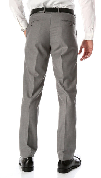 Ferrecci Men's Halo Grey Slim Fit Flat-Front Dress Pants - Ferrecci USA 