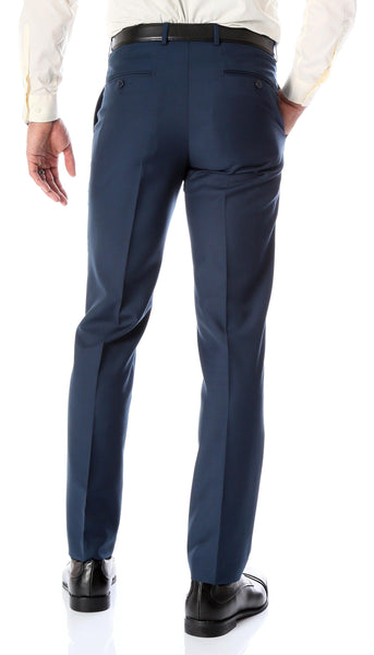 Ferrecci Men's Halo Navy Slim Fit Flat-Front Dress Pants - Ferrecci USA 