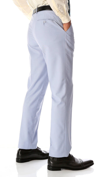 Ferrecci Men's Halo Sky Blue Slim Fit Flat-Front Dress Pants - Ferrecci USA 