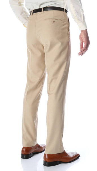 Ferrecci Men's Halo Tan Slim Fit Flat-Front Dress Pants - Ferrecci USA 