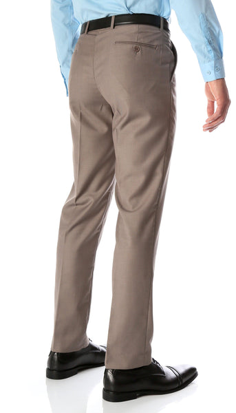 Ferrecci Men's Halo Taupe Slim Fit Flat-Front Dress Pants - Ferrecci USA 