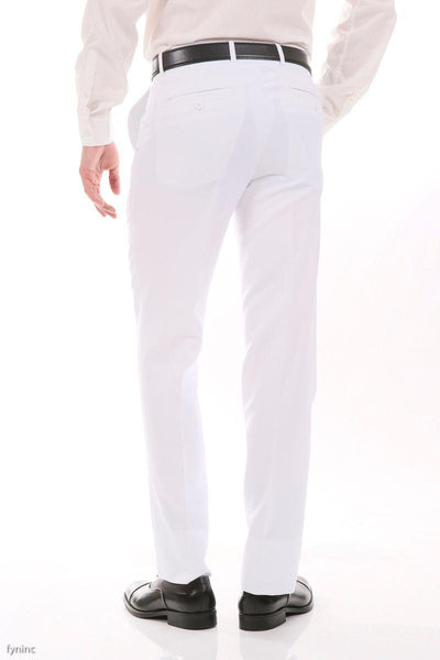 Ferrecci Men's Halo White Slim Fit Flat-Front Dress Pants - Ferrecci USA 