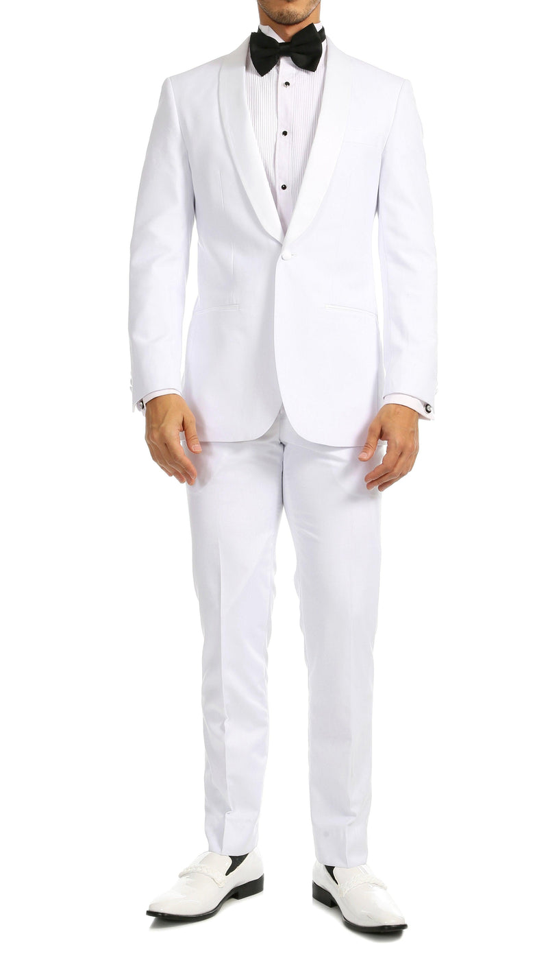 Ferrecci Men's Reno White Slim Fit Shawl Lapel 2 Piece Tuxedo Suit Set - Ferrecci USA 