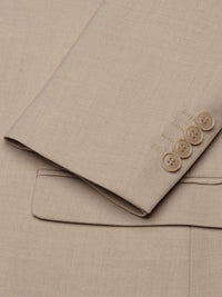 JAX MENS TAN 2 BUTTON NOTCH LAPEL PICK STITCHING 3 PC SLIM FIT SUIT